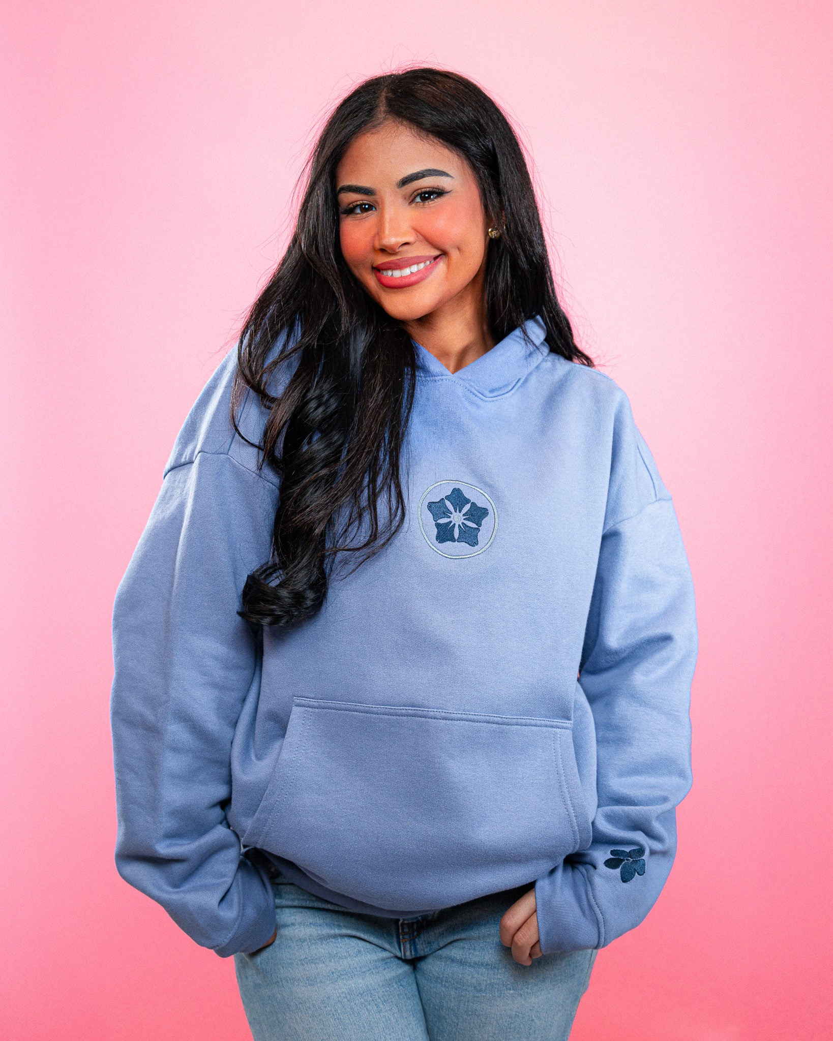 sweat capuche hoodie bleu hayami université blason emblème sakura fleur de cerisier japon cadeau